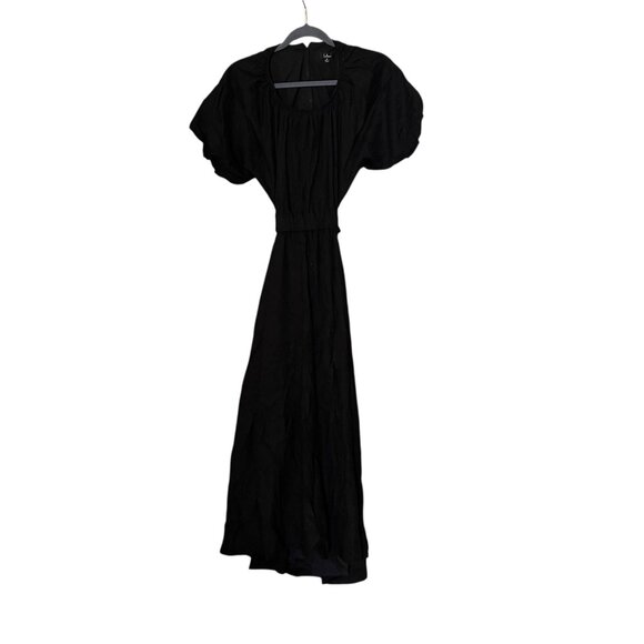 Lulus Commemoration Black Puff Sleeve Cutout Midi Dress Womens Size Medium - Picture 5 of 9